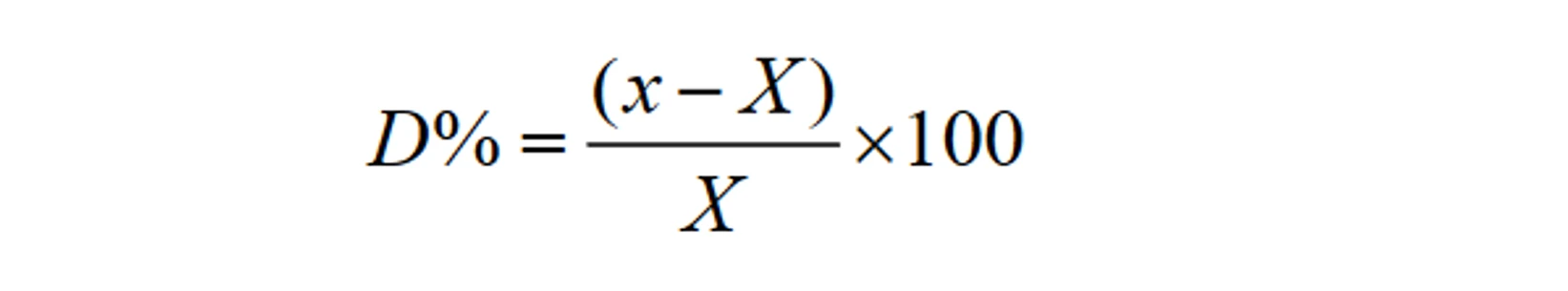 kde *x* je výsledek účastníka, X je vztažná hodnota.