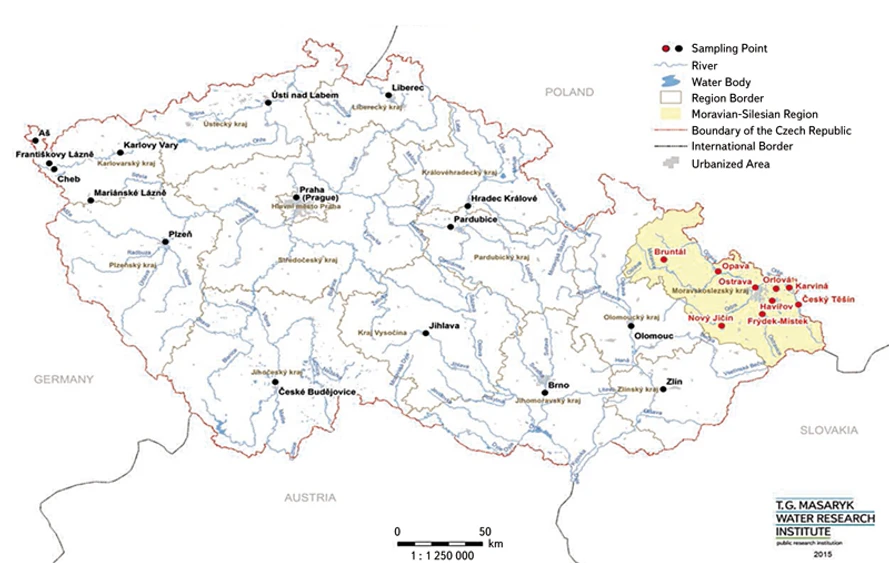 VTEI: Obr. 1. Lokalizace sledovaných čistíren odpadních vod v České republice
