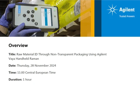 Raw Material ID Through Non-Transparent Packaging Using Agilent Vaya Handheld Raman