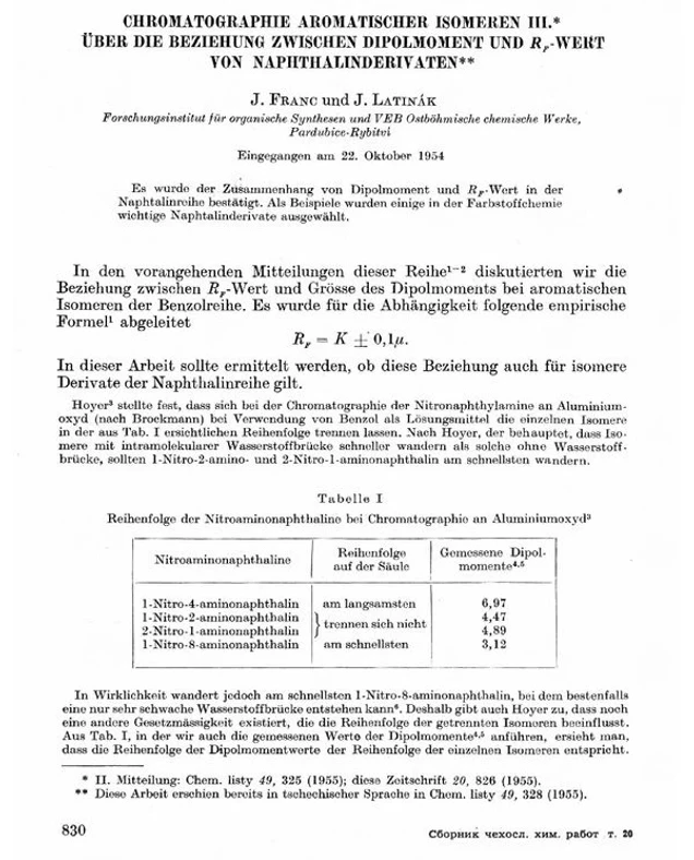 ČSHS: Obr. 7: Jedna z mnoha publikací pojednávajících o chromatografickém dělení isomerů (4)