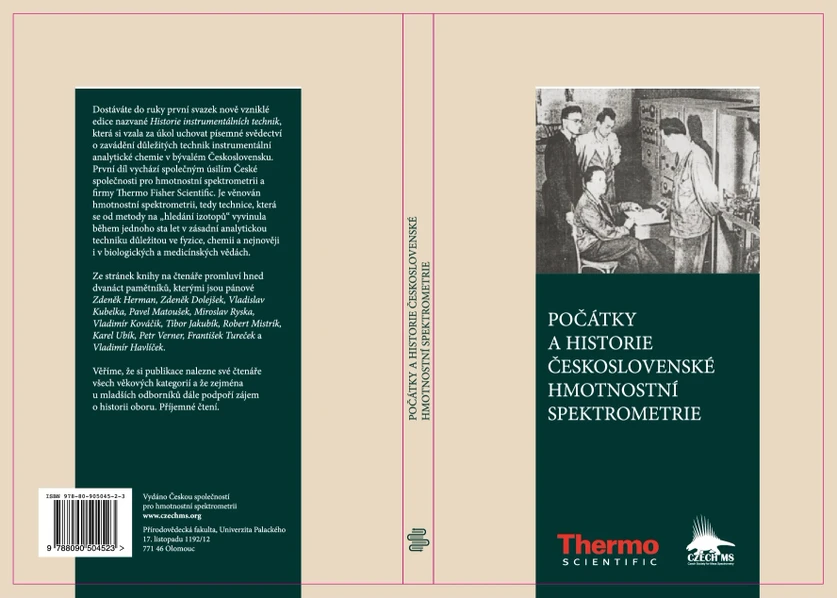 <p>ČSHS/Počátky a historie Československé hmotnostní spektrometrie: Novinový snímek vědců, kteří sestrojili první československý hmotnostní spektrometr. Jejich práce byla vyznamenaná Státní cenou. Zleva Dr. V. Hanuš, Dr. Č. Jech, Dr. J. Cabicar, Dr. V. Čermák.</p>
