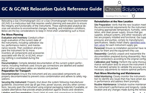 Stručná referenční příručka pro přemístění GC a GC/MS