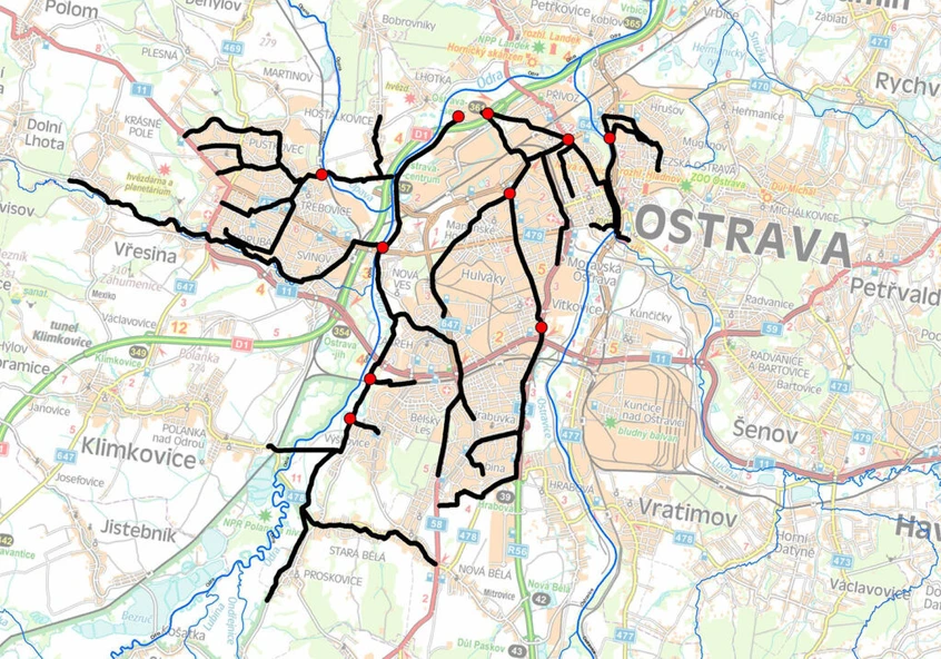 VÚV TGM: Odběrná místa na stokové síti města Ostrava