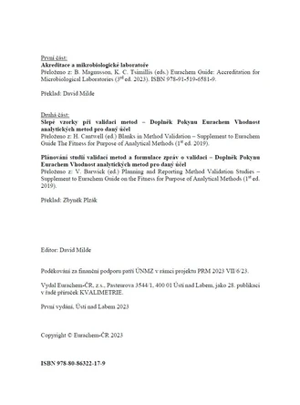 Kvalimetrie 28 - Akreditace a mikrobiologické laboratoře / Návody pro validaci metod