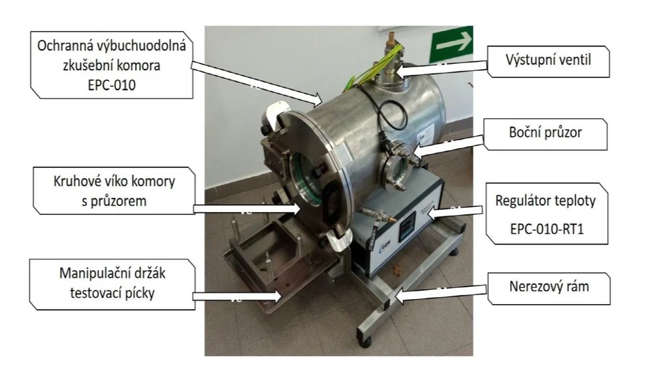 HZS ČR / Institut ochrany obyvatelstva / ING. FRANTIŠEK KOVÁŘÍK, ING. ZDENĚK DYMÁK: Obr. č. 1 Výbuchu-odolná zkušební komora EPC-010