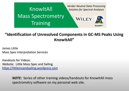 Wiley KnowItAll Mass Spec Training - část 5: SearchIt/MineIt: Unresolved Peak Analyses and Library Search