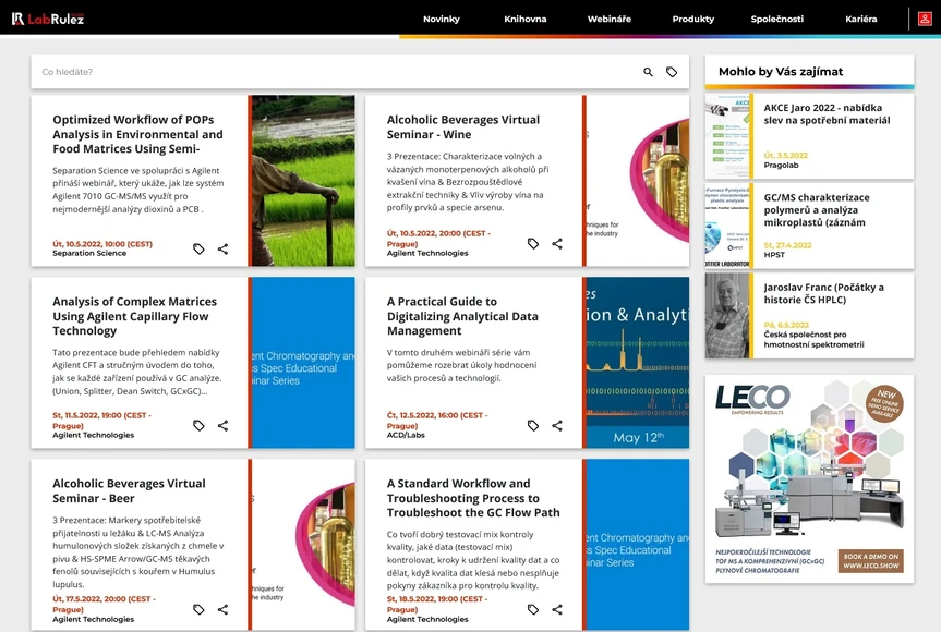 <p>LabRulez: GC a GC/MS webináře týden 19-20/2022</p>
