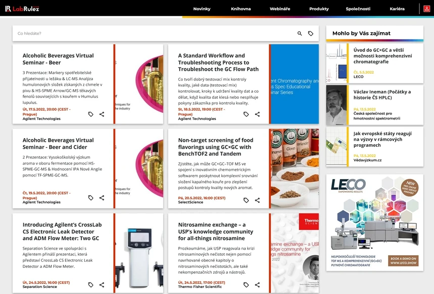 <p>LabRulez: GC a GC/MS webináře týden 20-21/2022</p>
