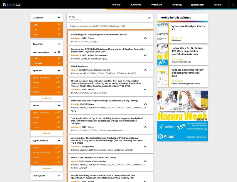LabRulez: Knihovna LabRulezLCMS a výsledky pro dotaz FPAS analýz pomocí LCMSMS instrumentace