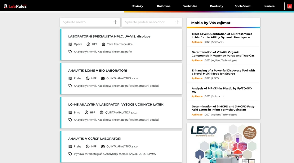 <p>LabRulez: Pracovní pozice - analytická chemie - srpen 2021</p>

