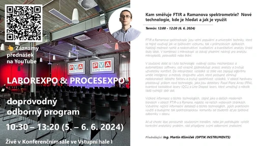  Přednáška LABOREXPO 2024: Kam směřuje FTIR a Ramanova spektrometrie? Nové technologie, kde je hledat a jak je využít.