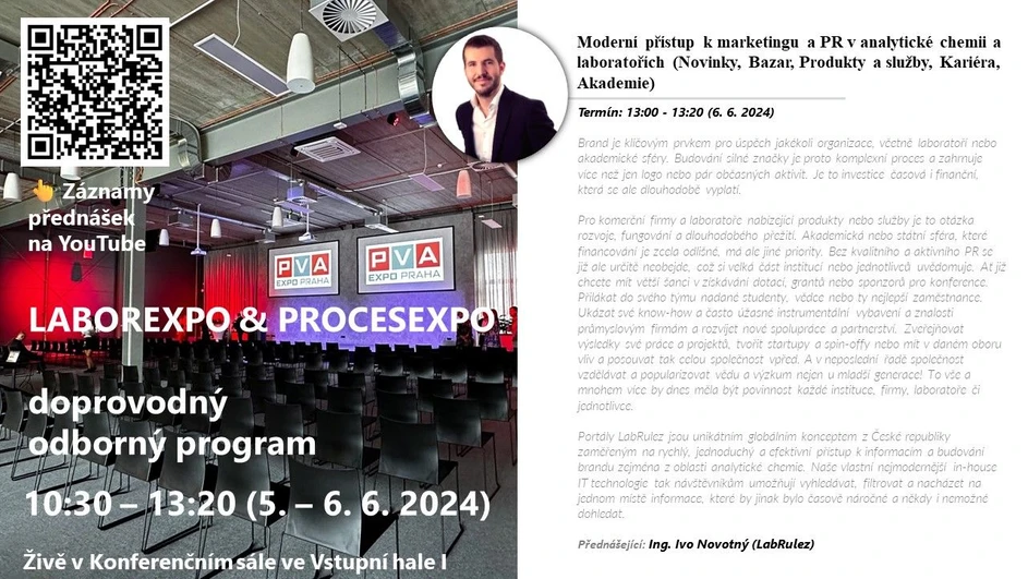 <p>LabRulez: Přednáška LABOREXPO 2024: Moderní přístup k marketingu a PR v analytické chemii a laboratořích (Novinky, Bazar, Produkty a služby, Kariéra, Akademie)</p>
