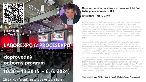 Přednáška LABOREXPO 2024: Nové možnosti automatizace extrakce na tuhé fázi (solid-phase extraction, SPE)