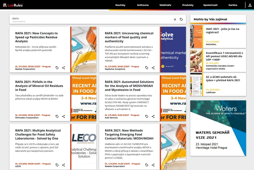 LabRulez: Přehled 12 GC & GCMS on-line Webinářů na konferenci RAFA 2021