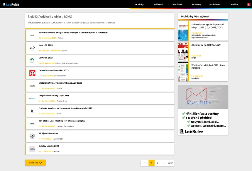<p>LabRulez: Školení, konference, semináře analytická chemie v ČR/SR 2023</p>

