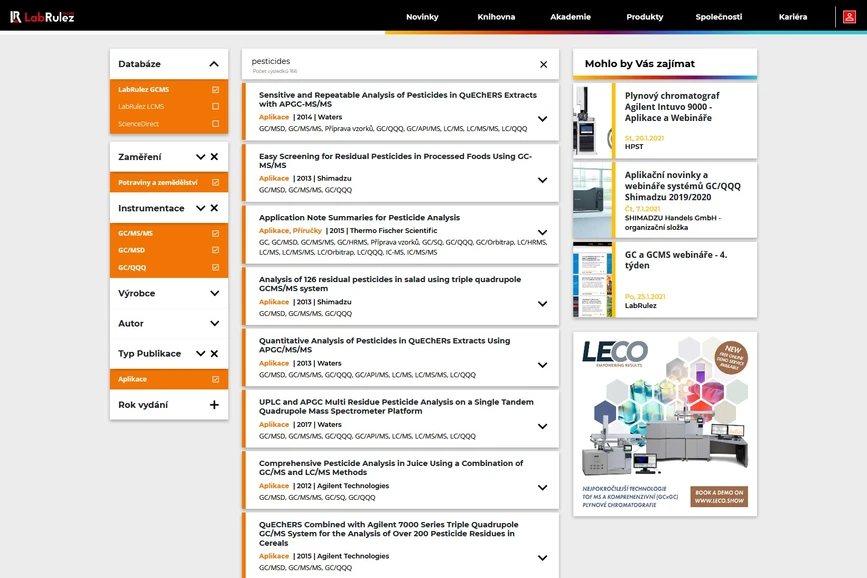 <p>LabRulez: Více než 7 000 GC a GCMS dokumentů v knihovně LabRulezGCMS</p>
