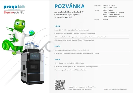 Pragolab ONLINE Praktický kurz Škola SW Chromeleon 7 při využití v LC/IC/GC/MS