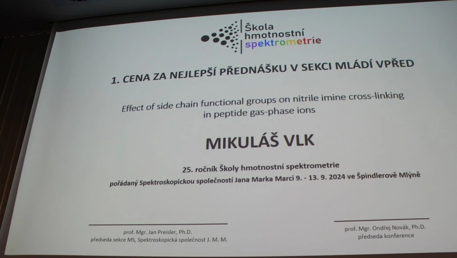 SSJMM: 1. Cena za nejlepší přdnášku v sekci mládí vpřed (Mikuláš Vlk)