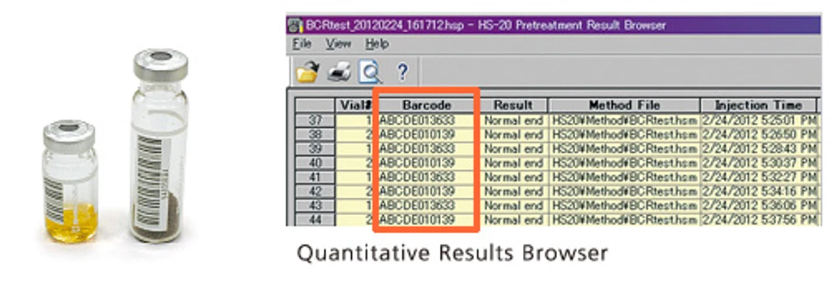 Shimadzu HS-20 Series Headspace Autosampler - čtení čárových kódů