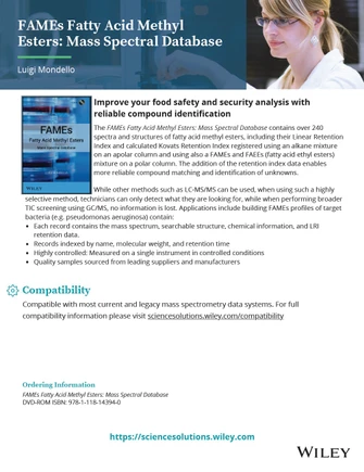 Wiley FAMES: knihovna hmotnostních spekter metylesterů mastných kyselin