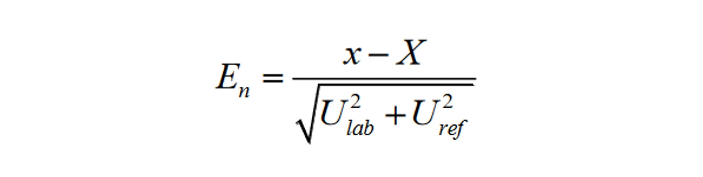 kde *x* je výsledek účastníka, X je vztažná hodnota a u*lab* je kombinovaná standardní nejistota výsledku účastníka a u*av* je kombinovaná standardní nejistota vztažné hodnoty (assigned value).